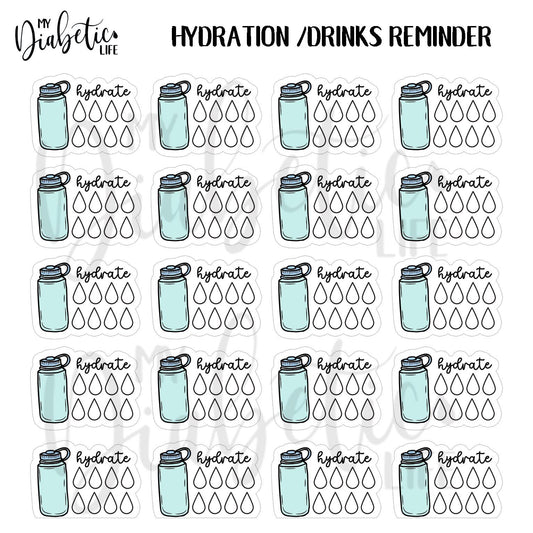 Hydration/Drink your water Reminder Planner Stickers