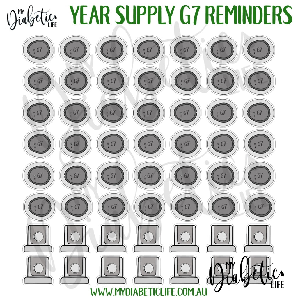 A Years Supply Of G7 Dexcom Change & Order Reminder Planner Stickers