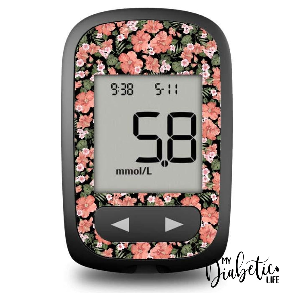 Apricot Hibiscus - Accu-Chek Guide Me Peel Skin And Decal Glucose Meter Sticker