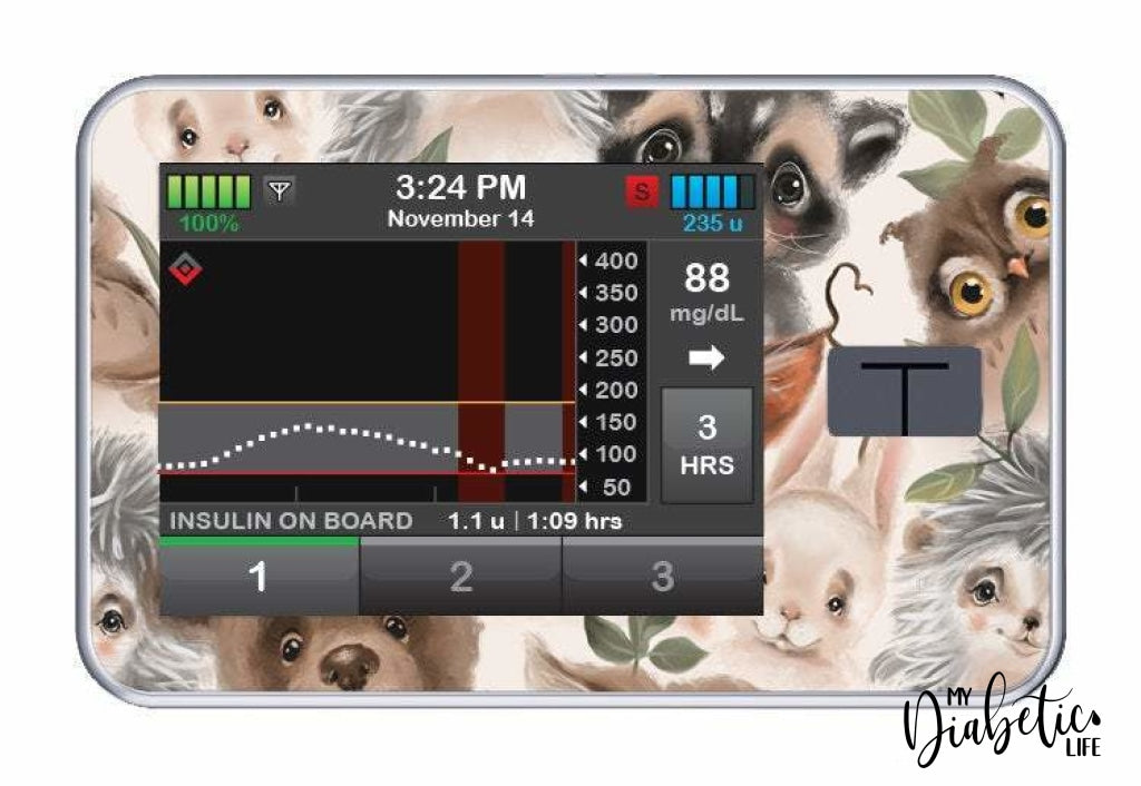 Baby Forest Animals - Tandem Tslim x2 Pump Peel, skin and Decal, insulin pump sticker - MyDiabeticLife