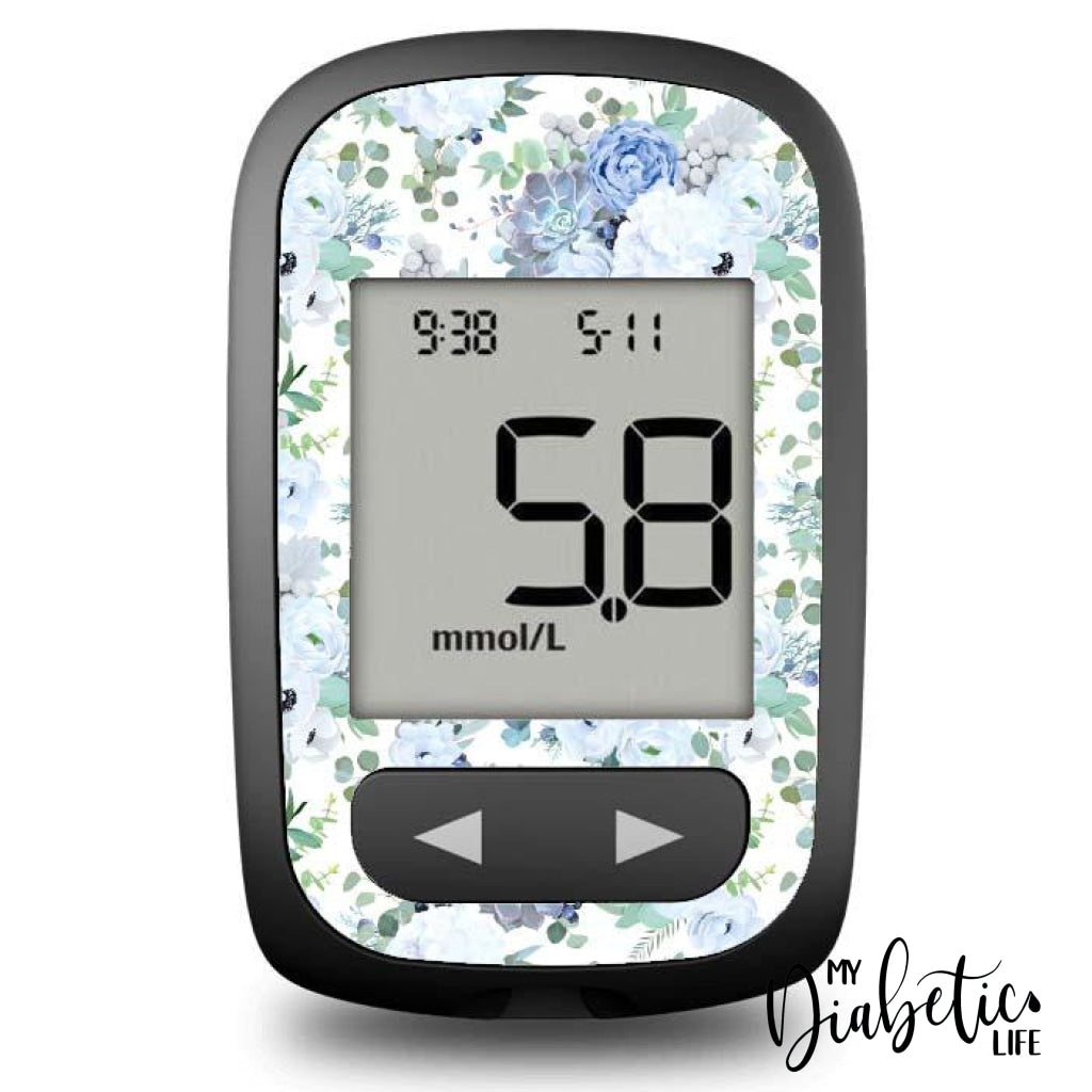 Blue Succulents - Accu-Chek Guide Me Peel Skin And Decal Glucose Meter Sticker