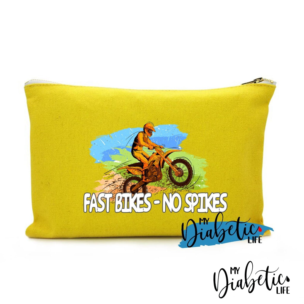 Fast Bikes No Spikes - Diabetes Carry Bag Diabetic Accessories Storage For Medication Yellow Storage