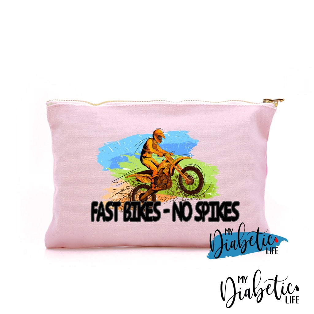 Fast Bikes No Spikes - Diabetes Carry Bag Diabetic Accessories Storage For Medication Light Pink