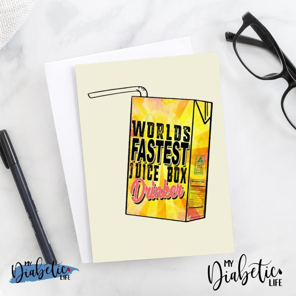 Fast Juice Box Drinker - Diabetes Awareness Greeting Card - MyDiabeticLife