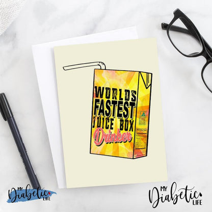 Fast Juice Box Drinker - Diabetes Awareness Greeting Card - MyDiabeticLife