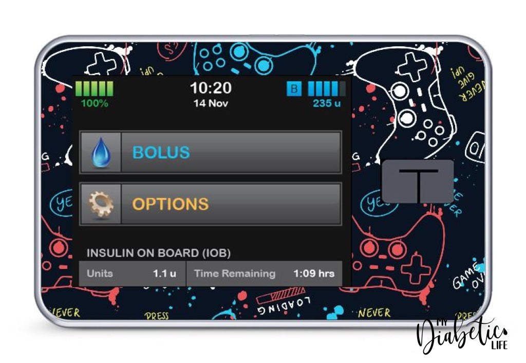 Game Over - Tandem Tslim X2 Pump Peel Skin And Decal Insulin Pump Sticker T:slim