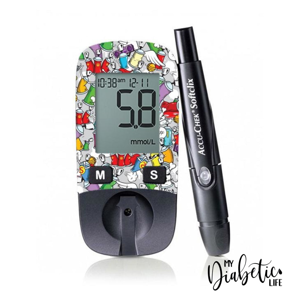 Graffiti - Accu-chek Active Peel, skin and Decal, glucose meter sticker - MyDiabeticLife