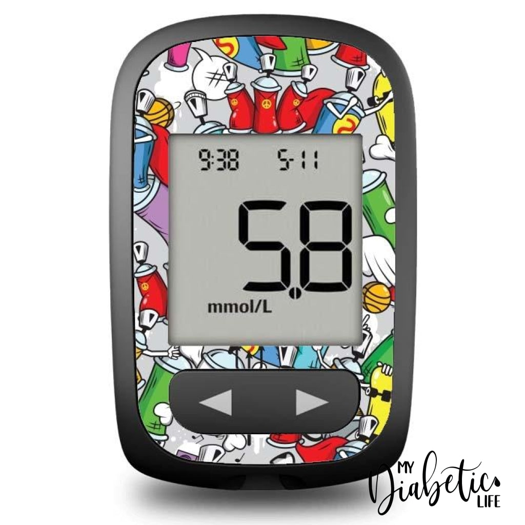 Graffiti Cans - Accu-Chek Guide Me Peel Skin And Decal Glucose Meter Sticker