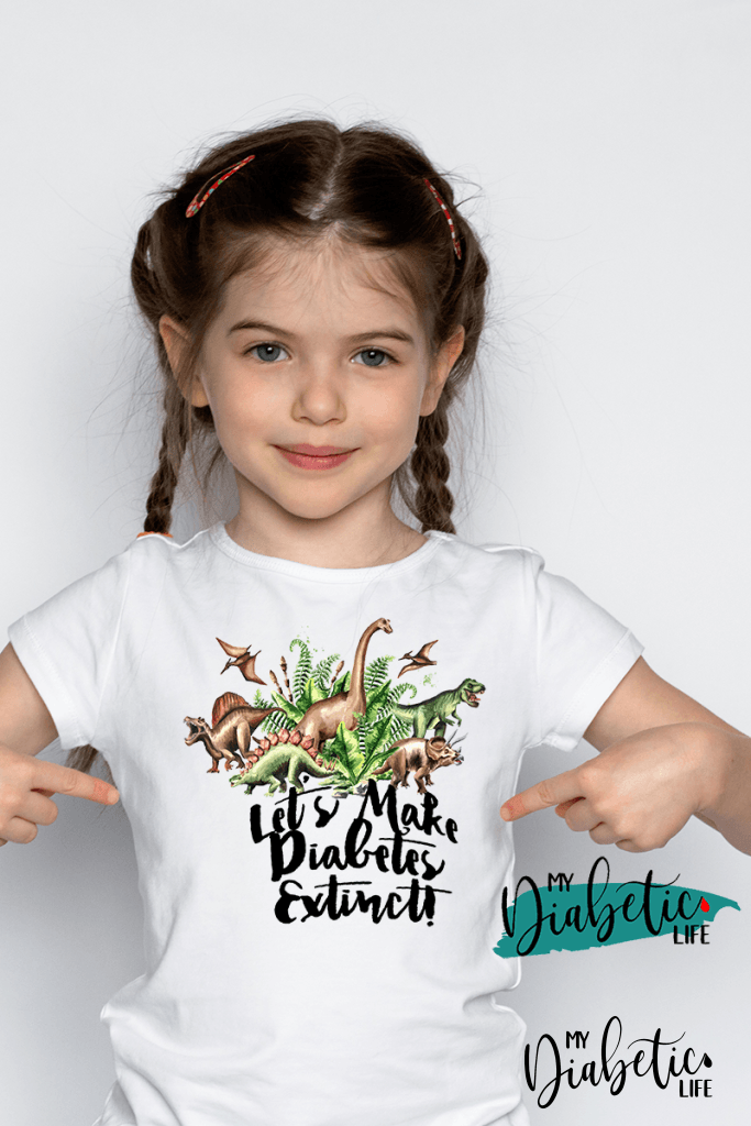 Lets Make Diabetes Extinct - Diabetes awareness, medical conditions, type one diabetic, Basic White tshirt, Kids Graphic Diabetes Tee - MyDiabeticLife