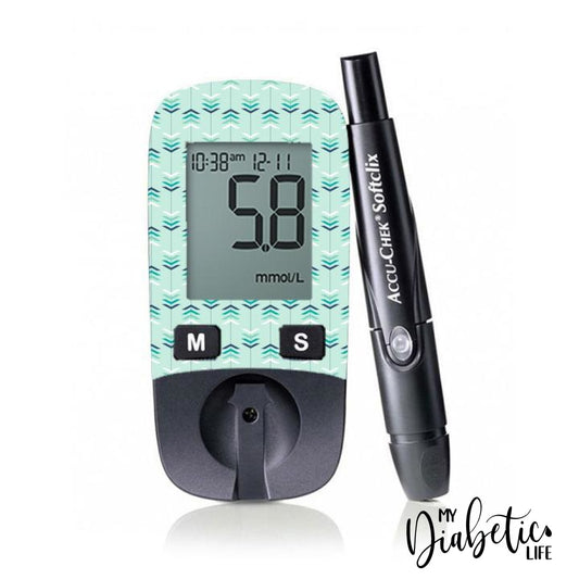 Mint Arrows - Accu-chek Active Peel, skin and Decal, glucose meter sticker - MyDiabeticLife