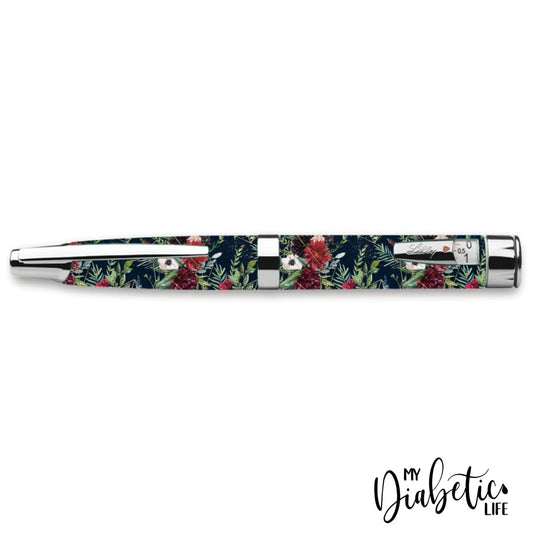 Navy Christmas Florals - Humapen Luxura Insulin Pen Peel Skin Decal Sticker Cover