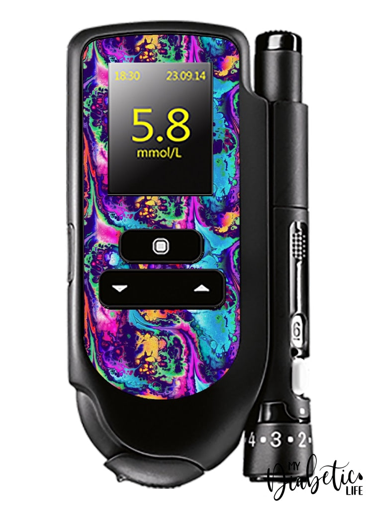 Neon Ink Splatter - Accu-Chek Mobile Peel Skin And Decal Glucose Meter Sticker