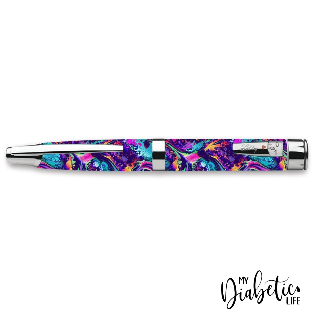 Neon Ink Splatter - Humapen Luxura Insulin Pen Peel Skin Decal Sticker Cover