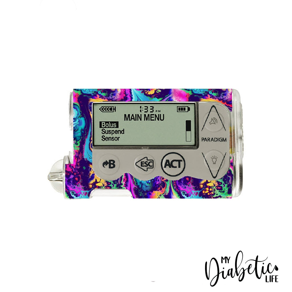 Neon Ink Splatter - Medtronic Paradigm Series 5 Skin And Decal Insulin Pump Sticker