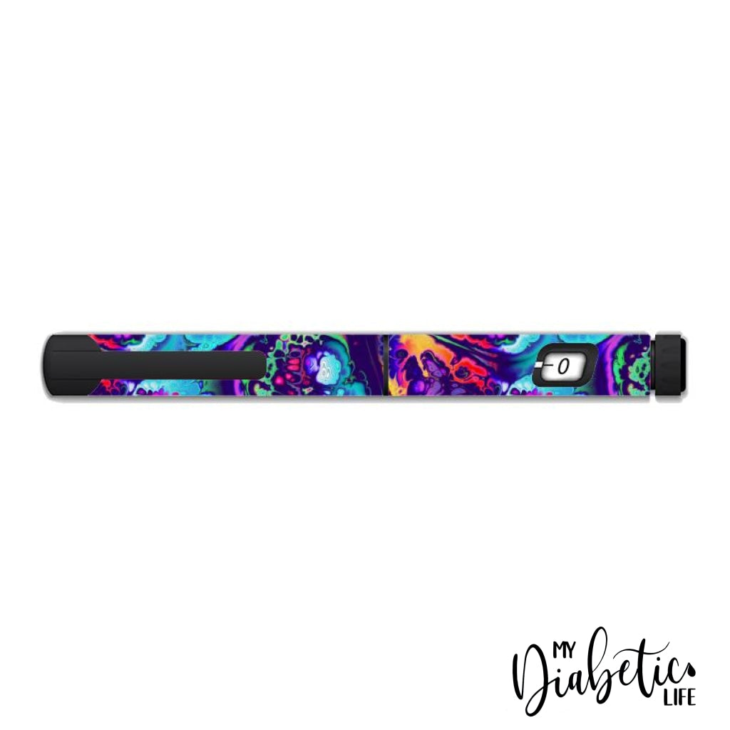 Neon Ink Splatter - Novopen 4 Novopen5 Echo Peel Skin And Decal Insulin Pen Sticker Cover Novoecho