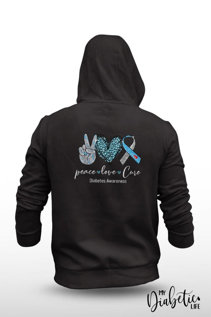 Peace * Love Cure - Unisex Fleece Hooded Jacket S / Black Hoodie