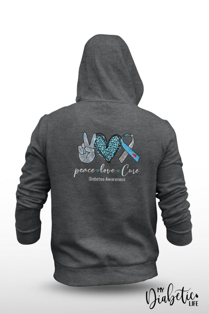 Peace * Love Cure - Unisex Fleece Hooded Jacket S / Dark Grey Hoodie