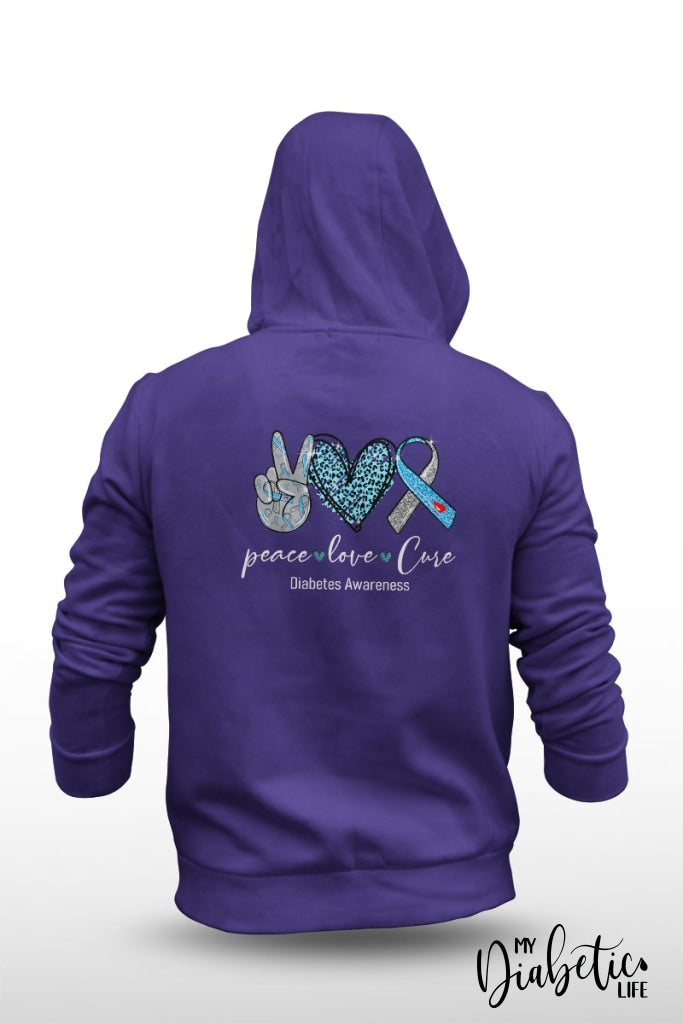 Peace * Love Cure - Unisex Fleece Hooded Jacket S / Grape Hoodie