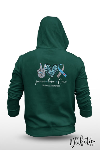 Peace * Love Cure - Unisex Fleece Hooded Jacket S / Green Hoodie