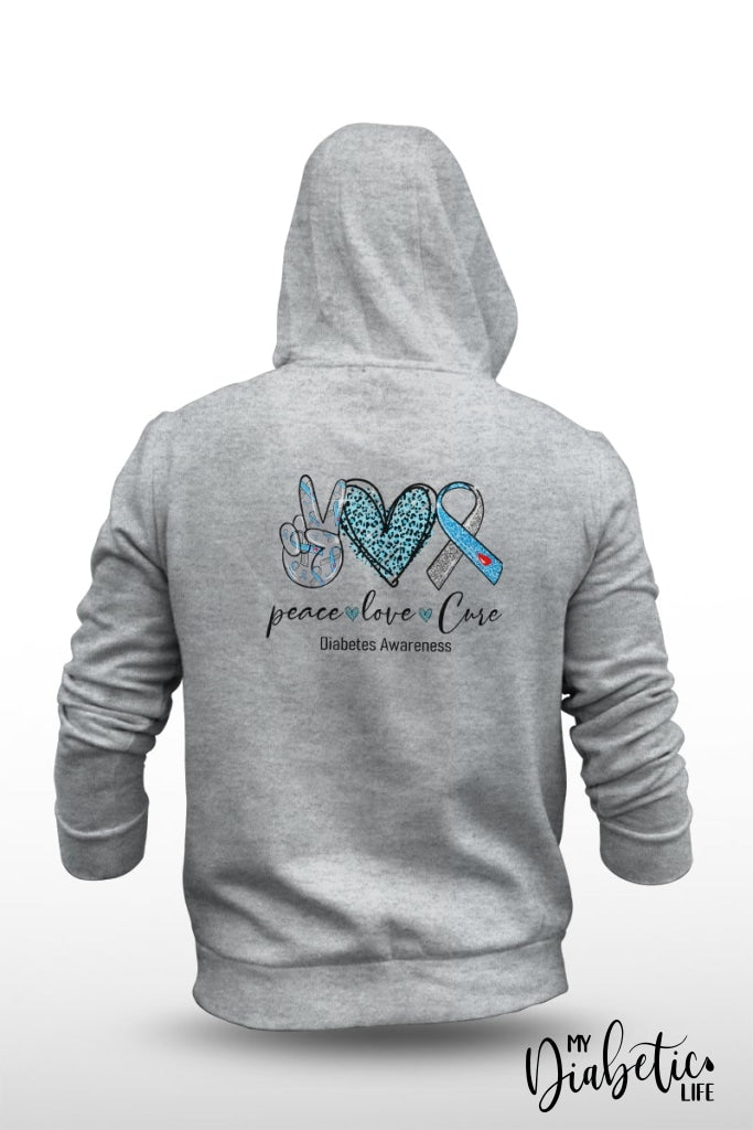 Peace * Love Cure - Unisex Fleece Hooded Jacket S / Light Grey Hoodie