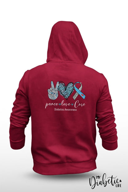 Peace * Love Cure - Unisex Fleece Hooded Jacket S / Red Hoodie