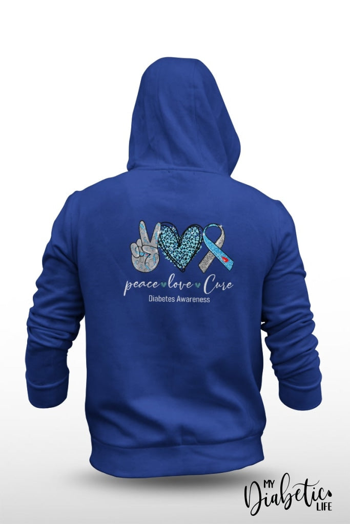 Peace * Love Cure - Unisex Fleece Hooded Jacket S / Royal Blue Hoodie