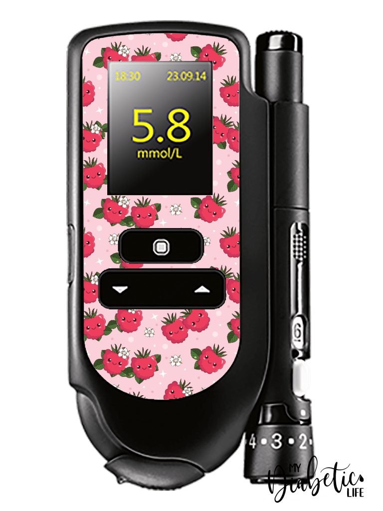 Raspberry Buddies - Accu-chek Mobile Peel, skin and Decal, glucose meter sticker - MyDiabeticLife