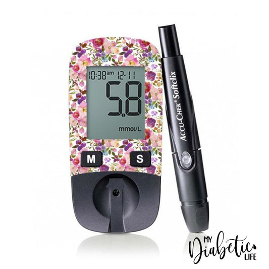 Spring Lush Floral - Accu-chek Active Peel, skin and Decal, glucose meter sticker - MyDiabeticLife