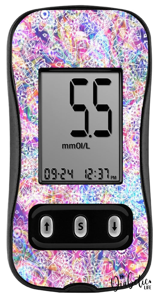 Watercolour Manadala - Caresens N, skin and Decal, glucose meter sticker - MyDiabeticLife