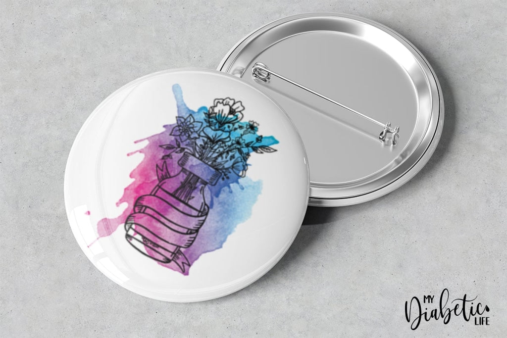 Watercolour Vial With Flowers - 25Mm Badge Badge/magnet